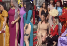 Một nhóm nữ giới gây tranh cãi vì mặc áo dài thiếu quần